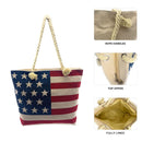 Empire Cove Designer Printed Cotton Canvas Tote Bags Reusable Beach Shopping-Serve The Flag 57 image