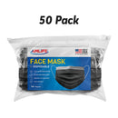 AMLIFE 50 Pack Black Face Masks 3-Ply Filter - Made in USA with Imported Fabric-Serve The Flag 2 image
