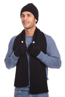 Casaba Winter 3 Piece Set Beanie Hat Scarf Touchscreen Gloves Flat Knit for Men Women-Serve The Flag 41 image