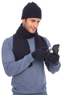 Casaba Winter 3 Piece Set Beanie Hat Scarf Touchscreen Gloves Cable Knit for Men Women-Serve The Flag 27 image