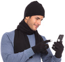 Casaba Winter 3 Piece Set Beanie Hat Scarf Touchscreen Gloves Cable Knit for Men Women-Serve The Flag 25 image