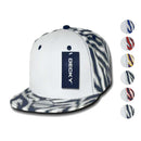 Decky Zebra White Front Animal Print Flat Bill Baseball Hats Caps-Serve The Flag 1 image