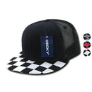 Decky Flat Bill Checkered Racing Flag 6 Panel Trucker Hats Caps Snapback-Serve The Flag 1 image