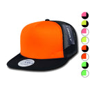 1 Dozen Decky Foam Mesh Flat Bill Neon Trucker Hats Caps Two Tone Wholesale Lots-Serve The Flag 1 image