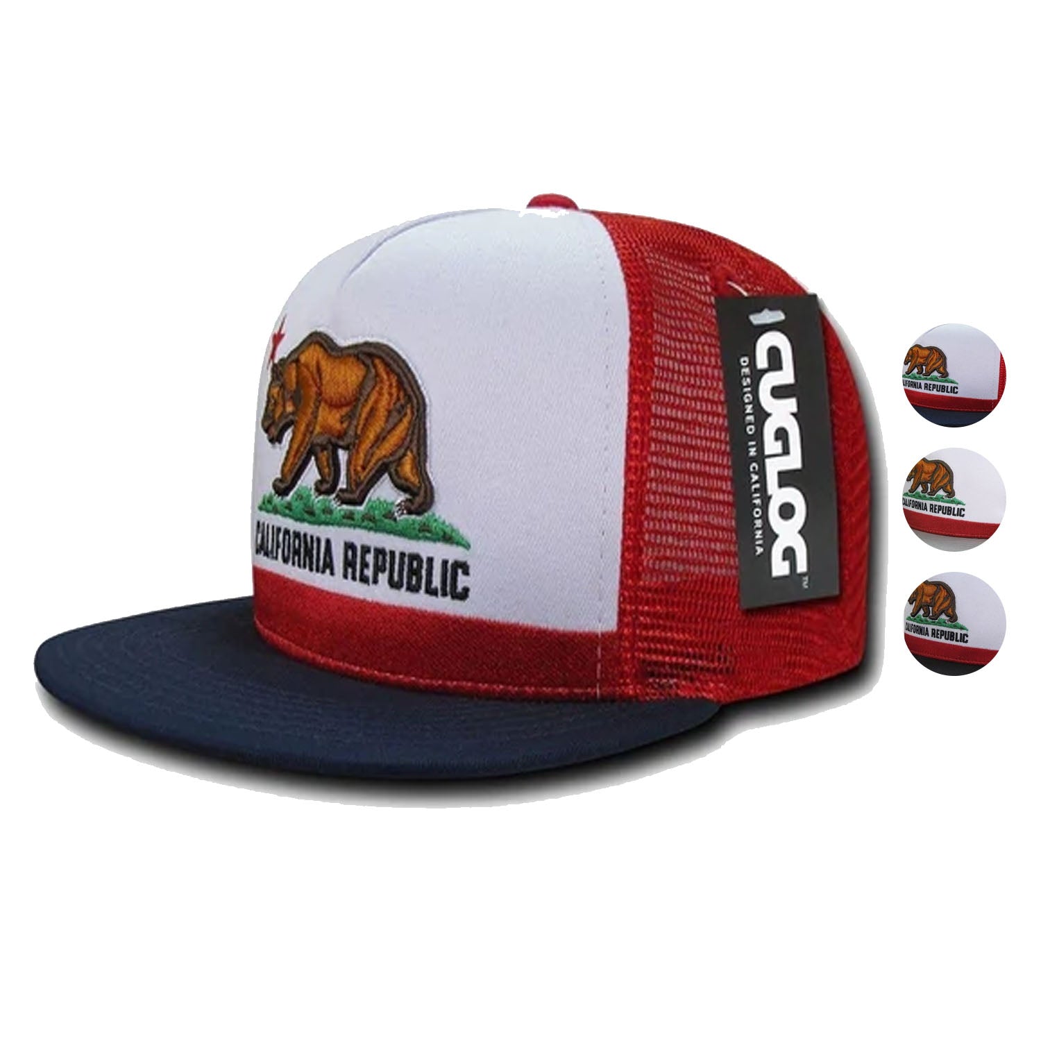 Cuglog California Republic Cal Flag 5 Panel Trucker Caps Hats Cali Bea