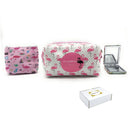 Empire Cove Womens 3 Piece Gift Set Flamingo Cosmetic Bags Coin Pouch Mirror 1 image