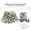 Empire Cove Mens 3 Piece Gift Set 100 Dollar Bill Bucket Hat Bifold Wallet Sunglasses-Casaba Shop 2 image