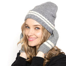 Empire Cove Winter Set Knit Striped Beanie and Touch Screen Gloves Gift Set-Beanies-Empire Cove-Black-Casaba Shop 23 image