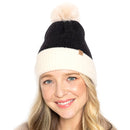 Empire Cove Winter Ribbed Knit Beanie with Faux Fur Pom Pom Hats Gifts for Her-Beanies-Empire Cove-Blue-Casaba Shop 8 image