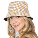 Empire Cove Womens Houndstooth Print Bucket Hat Fishermans-UNCATEGORIZED-Empire Cove-Beige-Casaba Shop 5 image