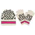 Empire Cove Winter Set Knit Leopard Striped Beanie and Touch Screen Gloves Gift Set-Hat/gloves-Empire Cove-Beige-Casaba Shop