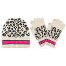 Empire Cove Winter Set Knit Leopard Striped Beanie and Touch Screen Gloves Gift Set-Hat/gloves-Empire Cove-Beige-Casaba Shop 1 image