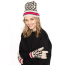 Empire Cove Winter Set Knit Leopard Striped Beanie and Touch Screen Gloves Gift Set-Hat/gloves-Empire Cove-Beige-Casaba Shop 6 image