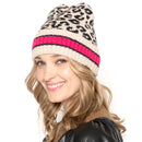 Empire Cove Winter Knit Leopard Striped Beanie-UNCATEGORIZED-Empire Cove-Beige-Casaba Shop 5 image
