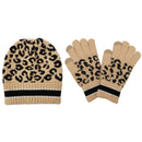 Empire Cove Winter Set Knit Leopard Striped Beanie and Touch Screen Gloves Gift Set-Hat/gloves-Empire Cove-Beige-Casaba Shop 3 image