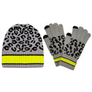 Empire Cove Winter Set Knit Leopard Striped Beanie and Touch Screen Gloves Gift Set-Hat/gloves-Empire Cove-Black-Casaba Shop 4 image