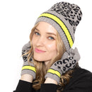 Empire Cove Winter Set Knit Leopard Striped Beanie and Touch Screen Gloves Gift Set-Hat/gloves-Empire Cove-Beige-Casaba Shop 16 image