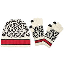 Empire Cove Winter Set Knit Leopard Striped Beanie and Touch Screen Gloves Gift Set-Hat/gloves-Empire Cove-Beige-Casaba Shop 5 image