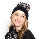 Empire Cove Winter Set Knit Ribbed Leopard Cuff Beanie and Touch Screen Gloves Gift Set-Hat/gloves-Empire Cove-Black-Casaba Shop 6 image