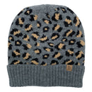 Empire Cove Winter Knit Ribbed Leopard Cuff Beanie-UNCATEGORIZED-Empire Cove-Gray-Casaba Shop 2 image