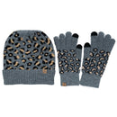 Empire Cove Winter Set Knit Ribbed Leopard Cuff Beanie and Touch Screen Gloves Gift Set-Hat/gloves-Empire Cove-Black-Casaba Shop 3 image