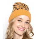 Empire Cove Winter Set Knit Ribbed Leopard Cuff Beanie and Touch Screen Gloves Gift Set-Hat/gloves-Empire Cove-Black-Casaba Shop 21 image