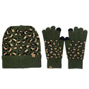 Empire Cove Winter Set Knit Ribbed Leopard Cuff Beanie and Touch Screen Gloves Gift Set-Hat/gloves-Empire Cove-Black-Casaba Shop 5 image