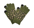 Empire Cove Winter Knit Ribbed Leopard Touch Screen Gloves-UNCATEGORIZED-Empire Cove-Olive-Casaba Shop