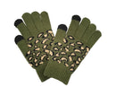 Empire Cove Winter Knit Ribbed Leopard Touch Screen Gloves-UNCATEGORIZED-Empire Cove-Olive-Casaba Shop 5 image