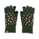 Empire Cove Winter Knit Ribbed Leopard Touch Screen Gloves-UNCATEGORIZED-Empire Cove-Black-Casaba Shop 22 image