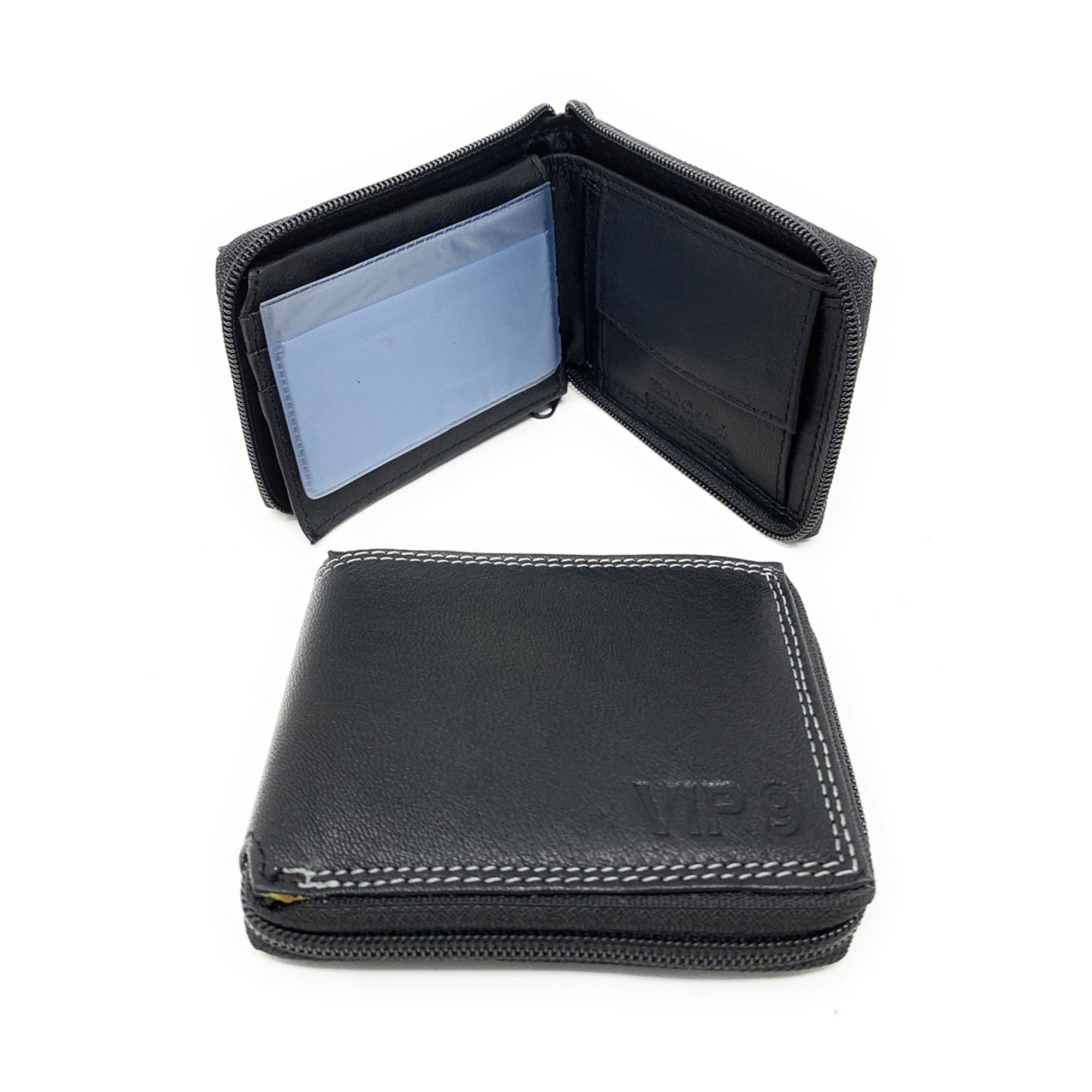 Empire Cove VIP Classic Genuine Leather Slim Bifold Wallets Zippered F