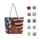 Empire Cove Designer Printed Cotton Canvas Tote Bags Reusable Beach Shopping-Serve The Flag 1 image