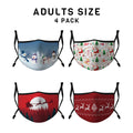 Casaba 4 Pack Face Masks Adult Kids Sizes Fun Cute Holiday Christmas Cotton Poly Adjustable Washable Reusable-Serve The Flag