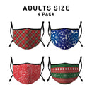 Casaba 4 Pack Face Masks Adult Kids Sizes Fun Cute Holiday Christmas Cotton Poly Adjustable Washable Reusable-Serve The Flag 15 image