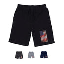 RAPDOM TS6 Fleece Gym Shorts Distressed Patriotic Vertical USA Flag-Serve The Flag 1 image