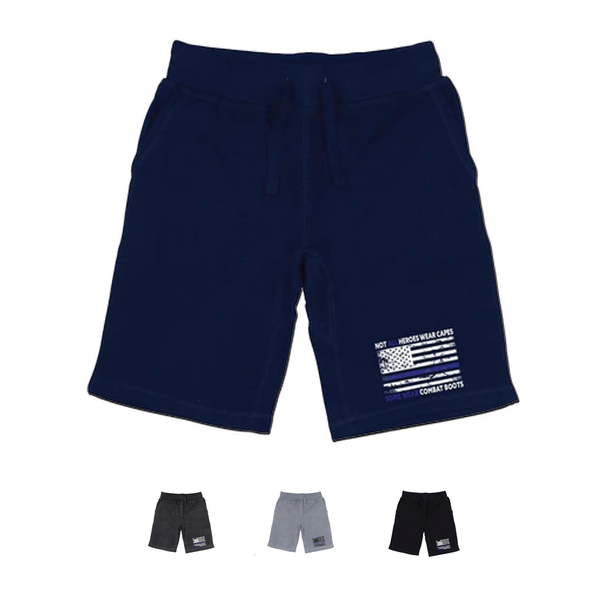 RAPDOM TS6 Fleece Gym Shorts Heroes Capes Thin Blue Line USA