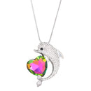 Empire Cove Dolphin Heart Pendant Necklace Silver Rhinestone Fashion Jewelry-Casaba Shop 1 image