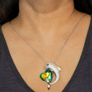 Empire Cove Dolphin Heart Pendant Necklace Silver Rhinestone Fashion Jewelry-Casaba Shop 3 image
