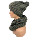 Empire Cove 2 Piece Knit Cuff Beanie Scarf Gift Set Pom Pom Winter-UNCATEGORIZED-Empire Cove-Gray-Casaba Shop 1 image
