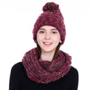 Empire Cove 2 Piece Knit Cuff Beanie Scarf Gift Set Pom Pom Winter-UNCATEGORIZED-Empire Cove-Gray-Casaba Shop 23 image