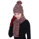 Empire Cove 3 Piece Beanie Scarf Gloves Gift Set Winter Warm Knitted Pom Pom-UNCATEGORIZED-Empire Cove-Wine-Casaba Shop 2 image