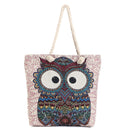 Empire Cove Owl Print Cotton Canvas Tote Bags Reusable Beach Shopping 1 image