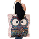 Empire Cove Owl Print Cotton Canvas Tote Bags Reusable Beach Shopping 2 image