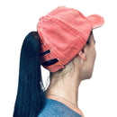 Empire Cove Womens Distressed Washed Ponytail Caps Hats Vintage Relaxed Fit-Serve The Flag 24 image