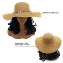 Empire Cove Womens Wide Brim Straw Hat Floppy Sun Hat Panama Fedora Summer 13 image