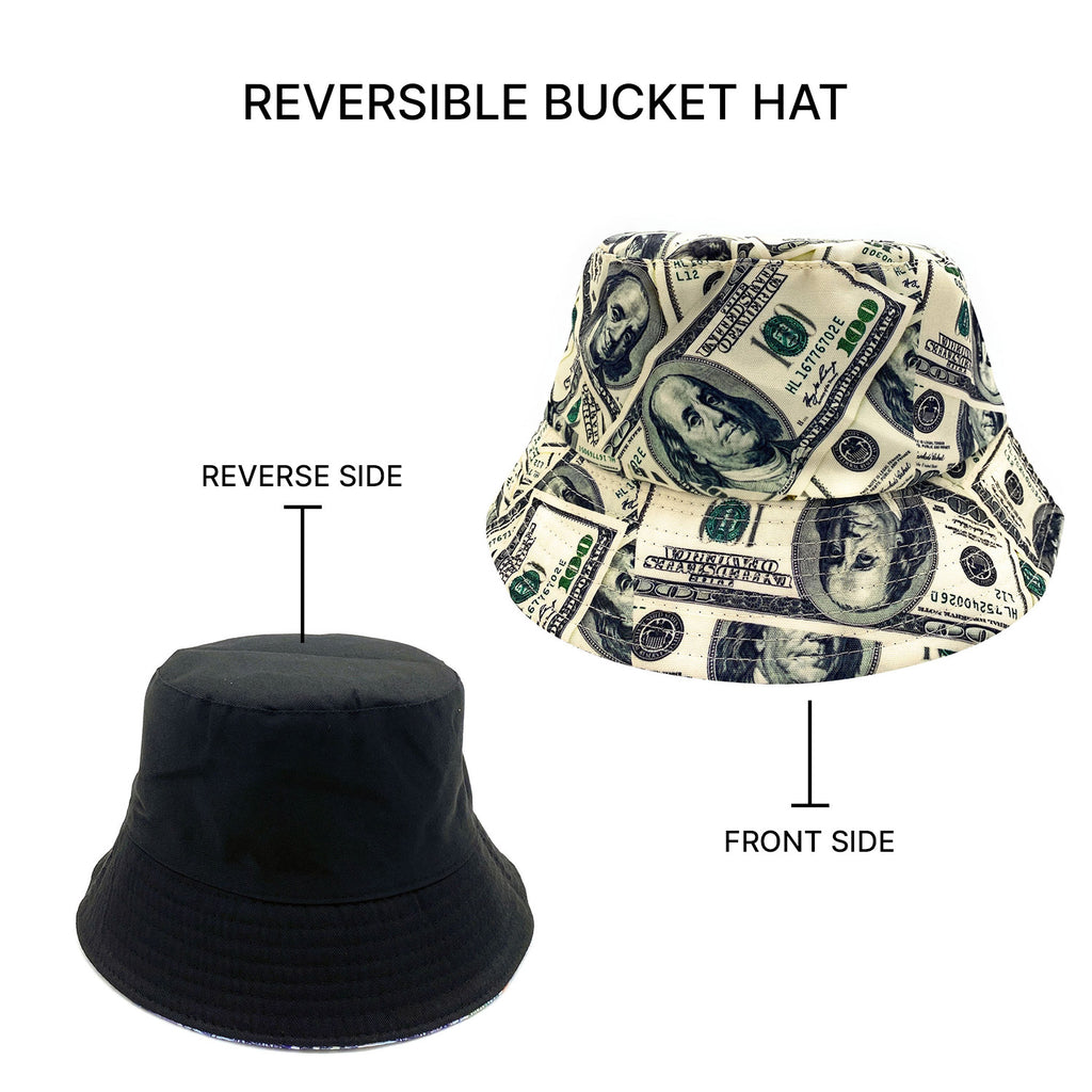 Empire Cove 100 Dollar Bill Money Bucket Hat Reversible Fisherman Cap