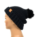 Empire Cove Winter Warm Solid Knit Cuff Beanie with Pom Pom Womens-UNCATEGORIZED-Empire Cove-Black-Casaba Shop 4 image