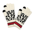 Empire Cove Winter Knit Leopard Striped Touch Screen Gloves-UNCATEGORIZED-Empire Cove-Ivory-Casaba Shop