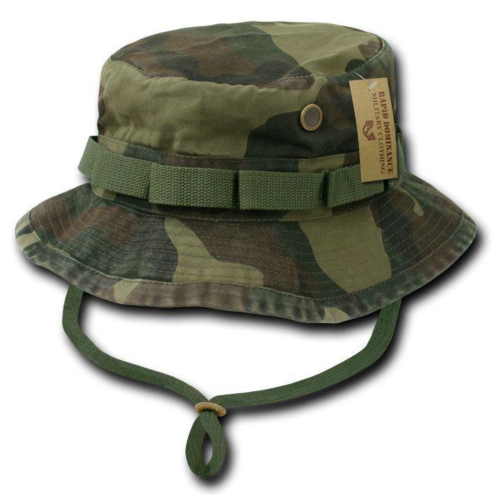 Military Style Boonie Bucket Fishing Hunting Rain Camouflage Hats Caps, Woodland Camo / Large (7 3/8 - 7 1/2)