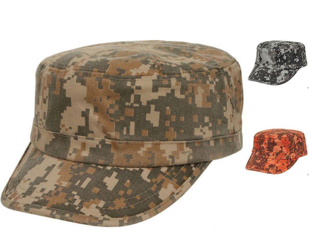 Digital Camouflage Camo Army Military Cadet Patrol Washed Cotton Baseball Hats Caps - Orange